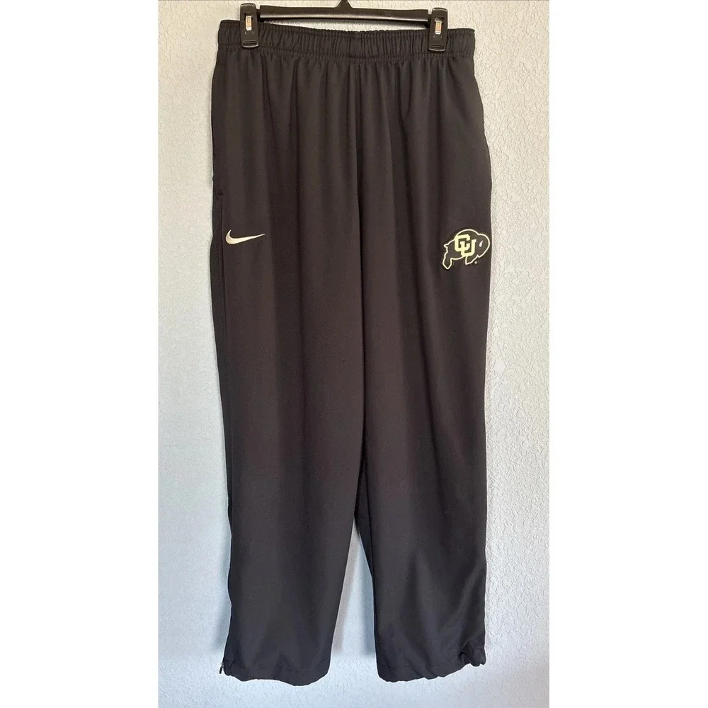 CU Buffaloes Nike Track Pants Men's Large Black Drawstring Mesh Lined